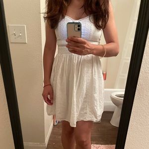 White dress with crochet details